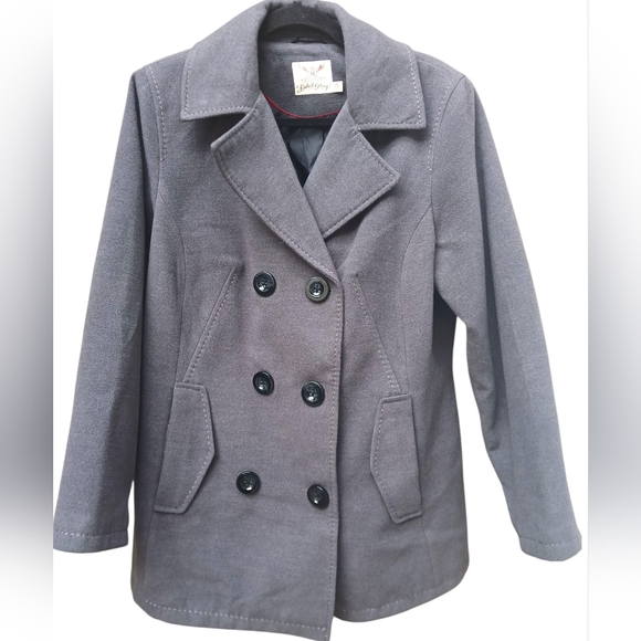 Faded Glory Jackets & Blazers - Faded Glory Women's Charcoal Grey Double-Breasted PeaCoat Jacket-Size 1X EUC